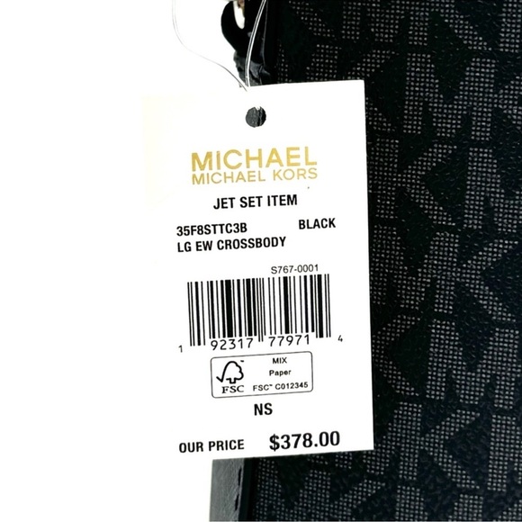 Michael Kors Large Jet Set Item EW Crossbody Bag Black Signature - Picture 9 of 9